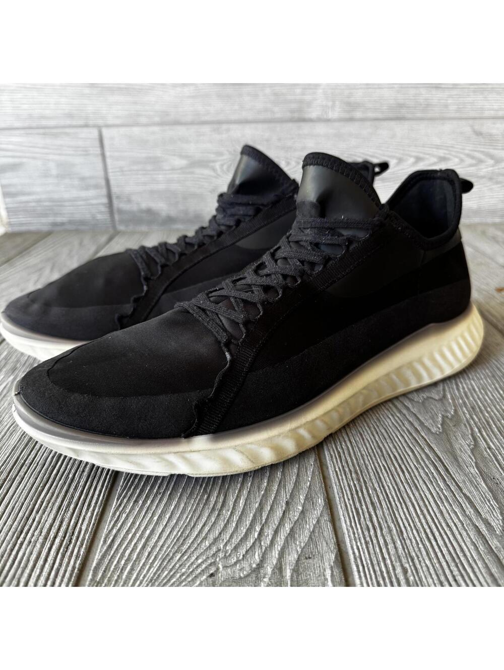 Men's Ecco ST.1 Black Sneakers with White Sole Modern Casual 10 43